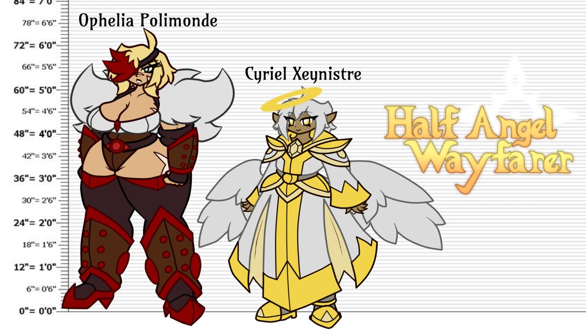 kenexandrite's tweet photo. #digitalart 
#OCㅤㅤ 

Showing off some redesigns for the main cast of my very WIP webcomic, Half Angel Wayfarer! I intend to make proper reference sheets of the two, but I couldn't keep these designs behind the curtain for much longer! https://t.co/KKh0Q4T49V