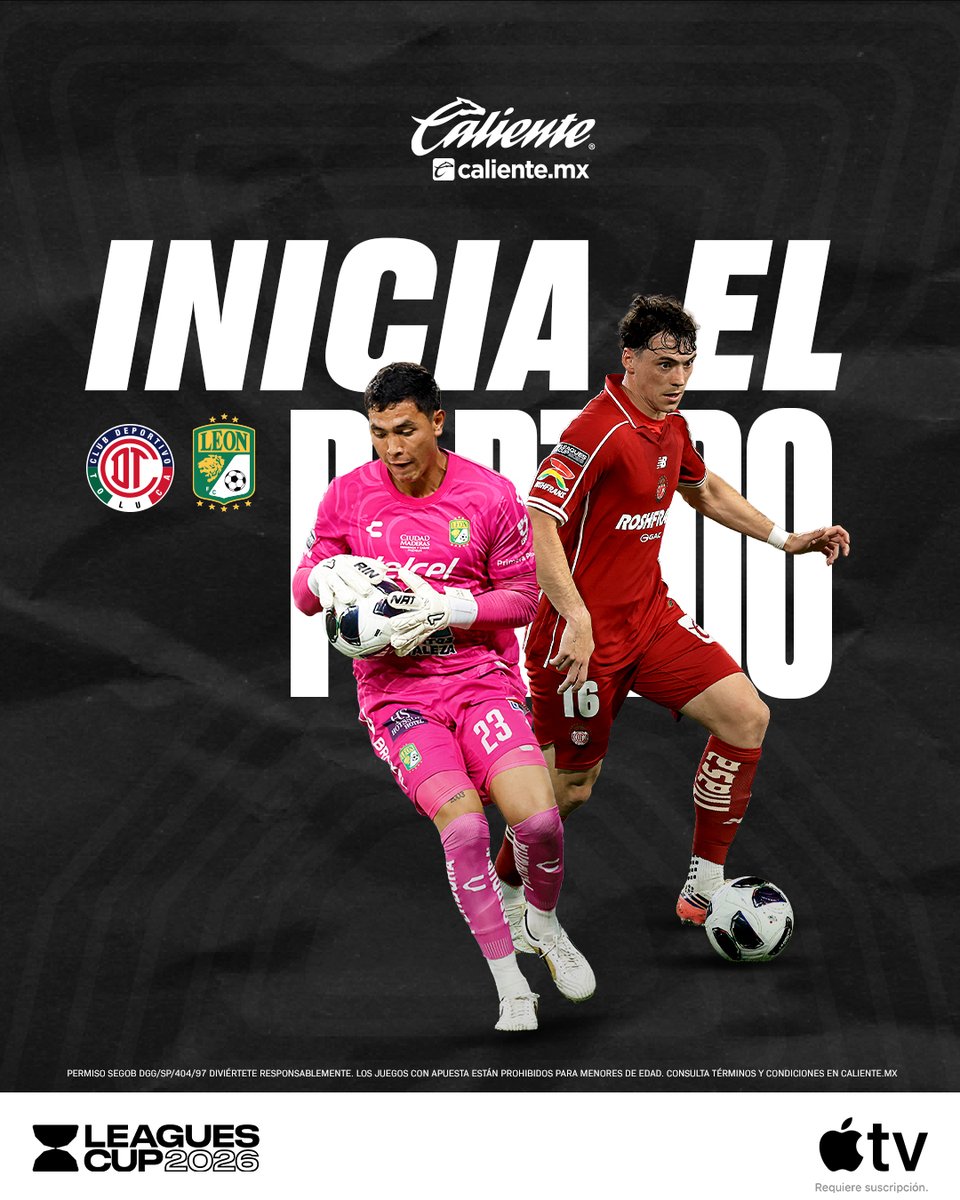 LigaBBVAMX's tweet photo. ¡Arranca la primera Semifinal entre Toluca y León! 👹🆚🦁
¡Regístrate ahora en Caliente Sports y comienza a apostar! 📲 Da clic aquí: https://t.co/v1Gmf5P6mI🔥
Disfrútalo en vivo en @AppleTV e @ImagenDportesTV.
#MásAcciónMásDiversión | #ElInicio | #LMXLC2026 | #TOL | #LEO | #SF