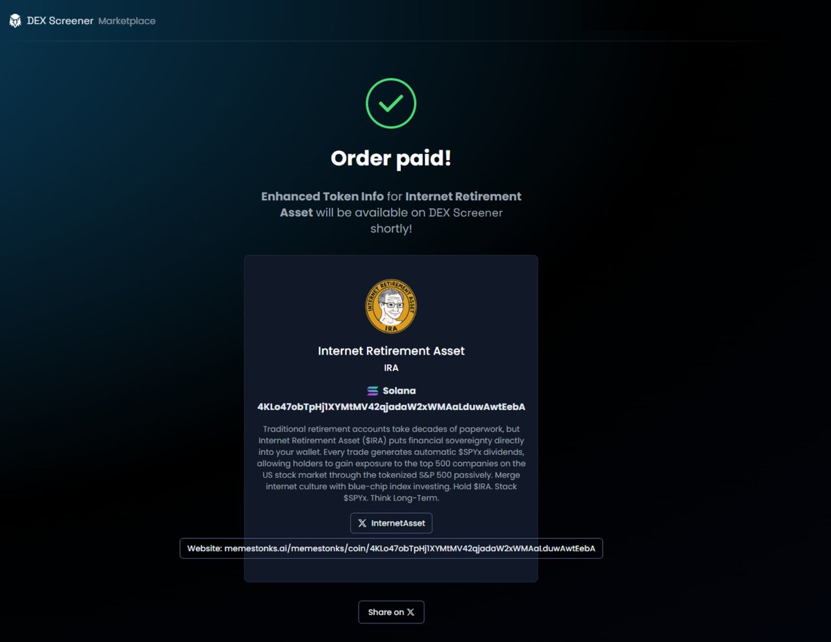 InternetAsset's tweet photo. DEX PAID ✅

base:0x029c58a909fbe3d4be85a24f414dda923a3fde0f is officially live on DexScreener.
Chart is up, profile is live, and the bag is ready. If you’ve been waiting for the green light, this is it.

CA: 4KLo47obTpHj1XYMtMV42qjadaW2xWMAaLduwAwtEebA

https://t.co/UZgP9LqDUO https://t.co/1WFAnkHAL8