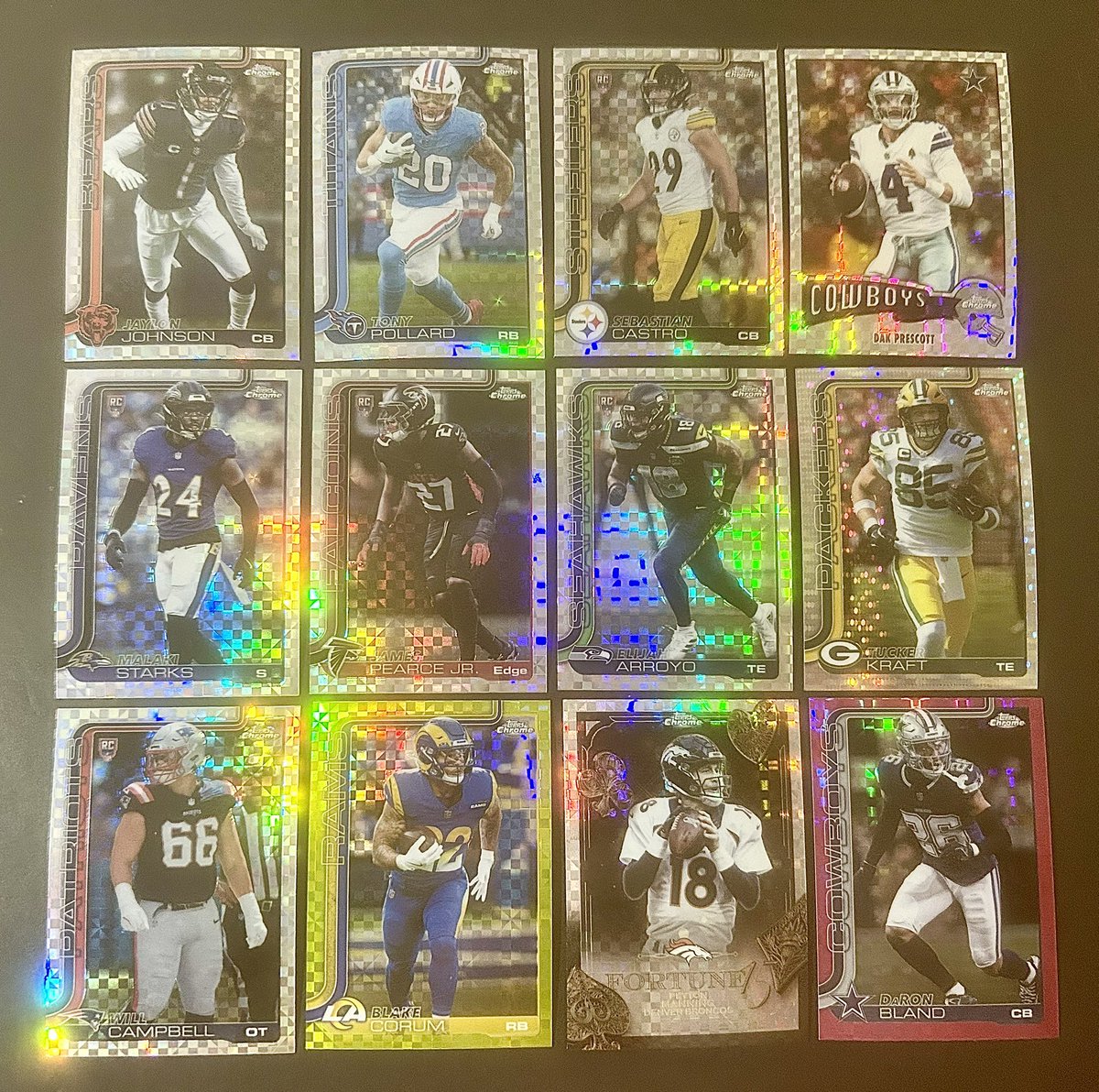 TommysHobbyChnl's tweet photo. #THCStackSale01 Night 5
Post 12

Football - .50 cents each
Refractors &amp; Parallels!

PWE 1-4 cards $1.50
BMWT $6
Orders over $75 ship free!
International shipping would be at cost

PayPal and Venmo accepted!

Retweets appreciated 😁
#THCStackSaleFootball https://t.co/84FU0BxJ2y