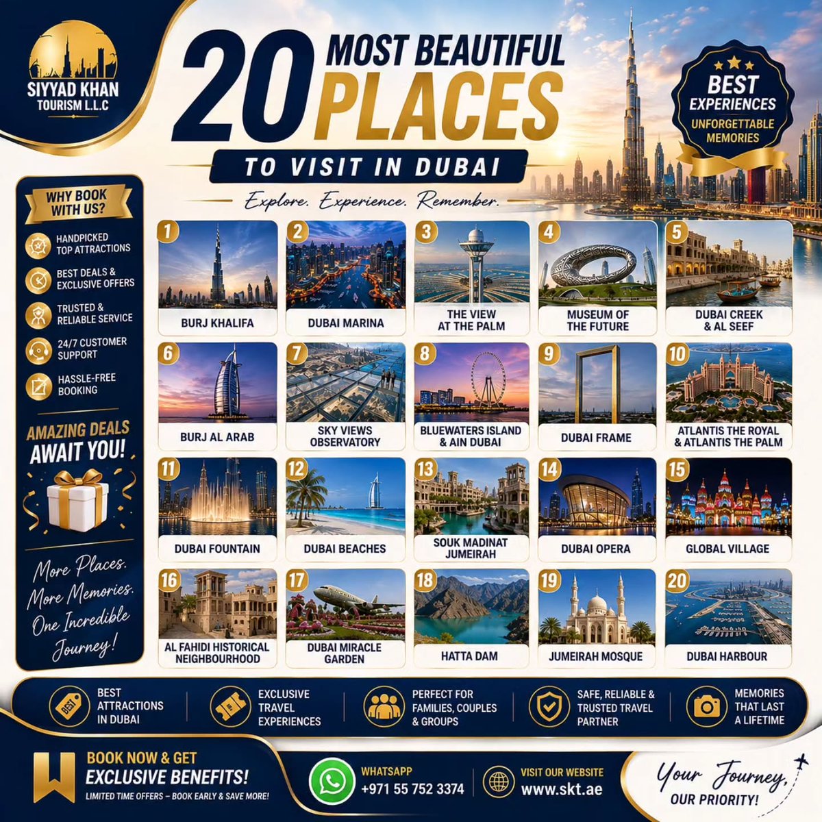 Selinmoon's tweet photo. 20 beautiful places to visit in Dubai: Burj Khalifa, Dubai Marina, Museum of the Future, Dubai Creek, Burj Al Arab, Dubai Frame, Atlantis, Dubai Fountain, beaches, Al Fahidi, Miracle Garden, Hatta Dam, Jumeirah Mosque and more. Save for your trip. https://t.co/MGYEmQ8ku2