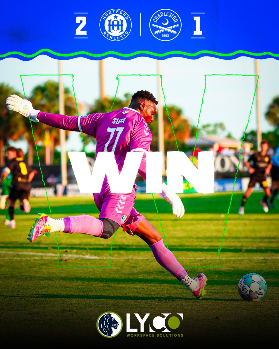 hfdathletic's tweet photo. ANOTHER THREE POINTS ON THREE-MATCH HEATER 🔥 🤯

Hartford comes back to defeat Charleston Battery in dramatic fashion, 2-1, their third straight win in @USLChampionship play!

@lycoinc

#PlayLoud #USLChampionship #HFDvsCHS https://t.co/gcaAHNDlWs