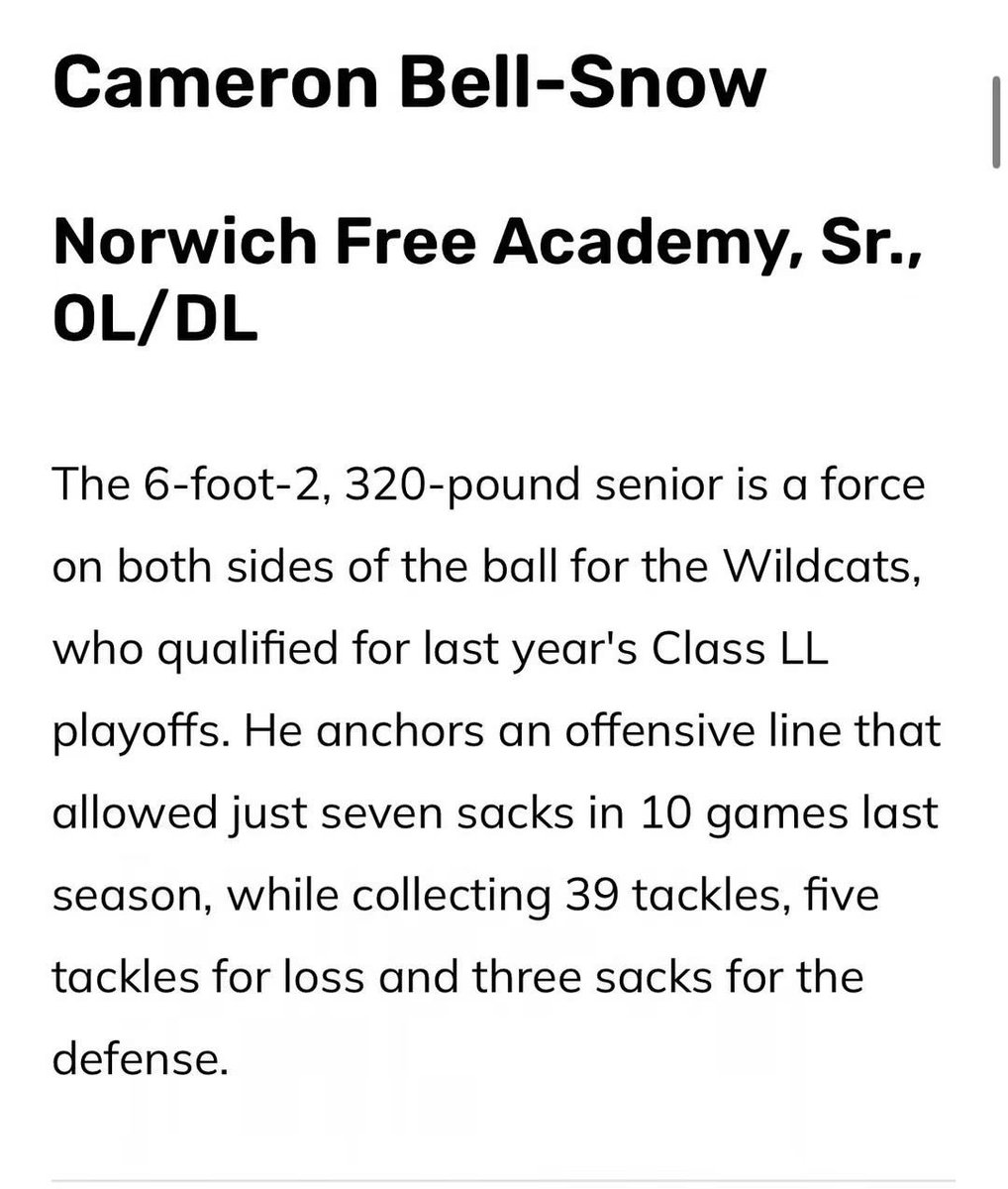 CamBellSnow's tweet photo. I have been put top 50 players to look out for in ct football, thank you to @GamtimeCT , I’m excited to see my team thrive this season and do great things ! https://t.co/mlxpz0fKZm