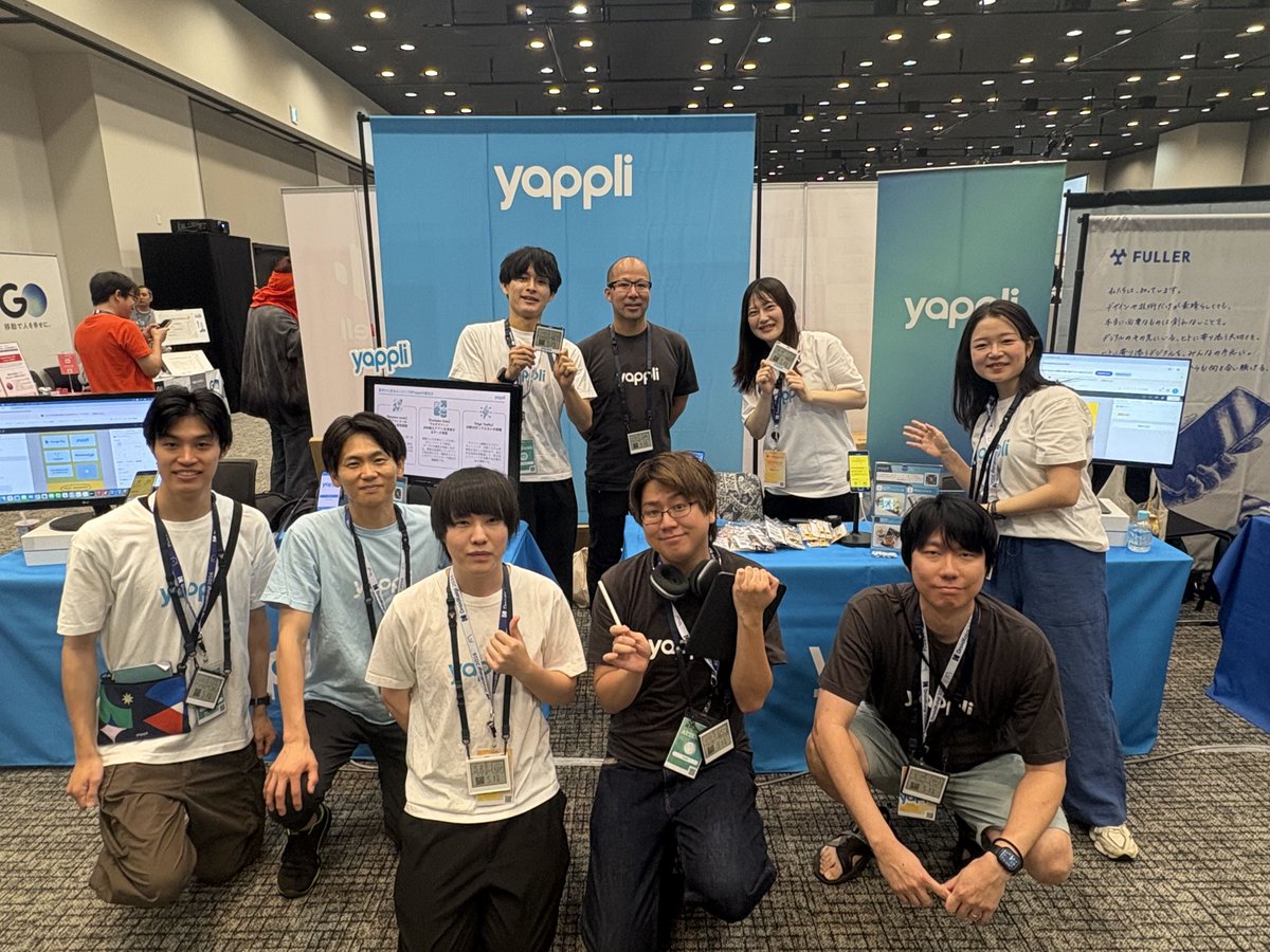 yappli_dev's tweet photo. 最終日の本日はこのメンバーでお待ちしております！
ぜひ遊びにきてください🙌 
#DroidKaigi https://t.co/gQ7lCVKGvC
