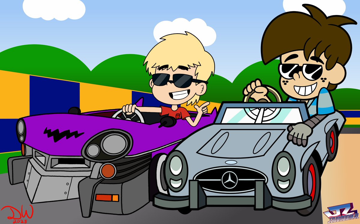 Dantoonist's tweet photo. Kart Racing

6 years ago this month, Jake and I met on Instagram. To celebrate me and Jake's brotherly friendship, we collaborated to draw our boys in their cars. I drew Daniel riding in Wario's car and Jake drew his boy riding a Mercedes Benz 300SL Roadster. https://t.co/HKuPnP9NGx