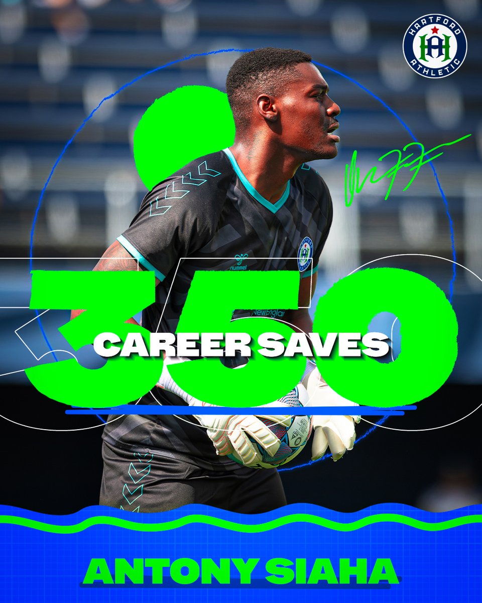 hfdathletic's tweet photo. THE MAN CAN'T STOP 🛑 🧤

With his six-save win tonight, Antony Siaha surpassed 350 career saves in @USLChampionship regular season action, now sitting in 12th place all-time in league history.

Congrats, 77! 🫡

#PlayLoud #USLChampionship #HFDvsCHS https://t.co/8DlMaLRCRv