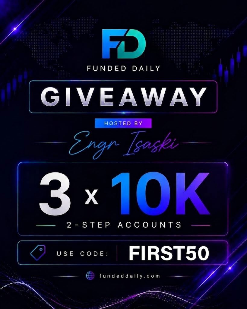 Isabelloisa1's tweet photo. 🎁 GIVEAWAY 🎁 

We’re giving 3 traders the chance to win a $10K 2-Step Funded Daily Account

RULES:
1️⃣ Follow @FundedDaily, @Miless_FD &amp; @Isabelloisa1 

2️⃣ Like &amp; Repost 

3️⃣ Tag 3 trader friends

4️⃣ Must Join Discord: https://t.co/HS829K4Rah

⏳ Winners in 7 days https://t.co/xJnf8Eyw8p