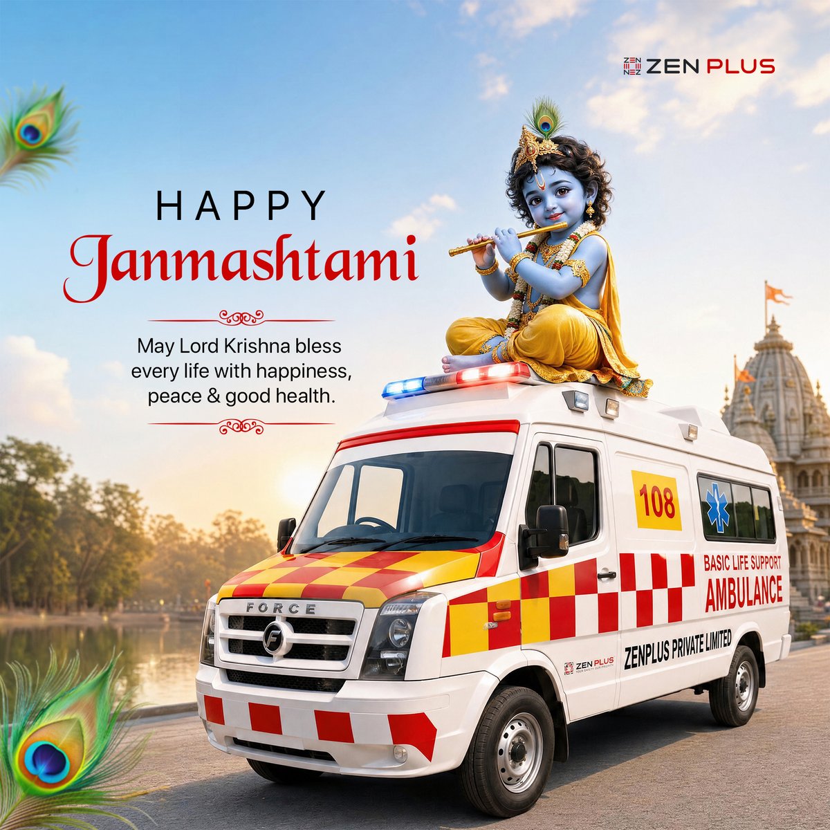 zenpluspvtltd's tweet photo. May Lord Krishna bless every life with happiness, peace &amp; good health. 🦚🙏

This Janmashtami, let’s celebrate with hope, compassion and care.

Zenplus wishes everyone a Happy Janmashtami! ✨

#HappyJanmashtami #Janmashtami2026 #Zenplus https://t.co/6XIeSjjtYL