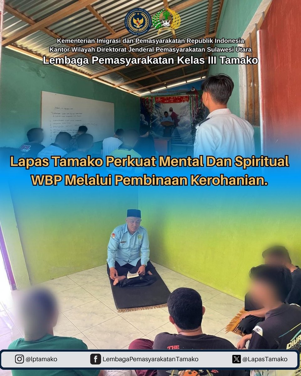 LapasTamako's tweet photo. Lapas Tamako Perkuat Mental dan Spiritual WBP Melalui Pembinaan Kerohanian.
https://t.co/v2JU2r4QUO https://t.co/avKVeJgZ67