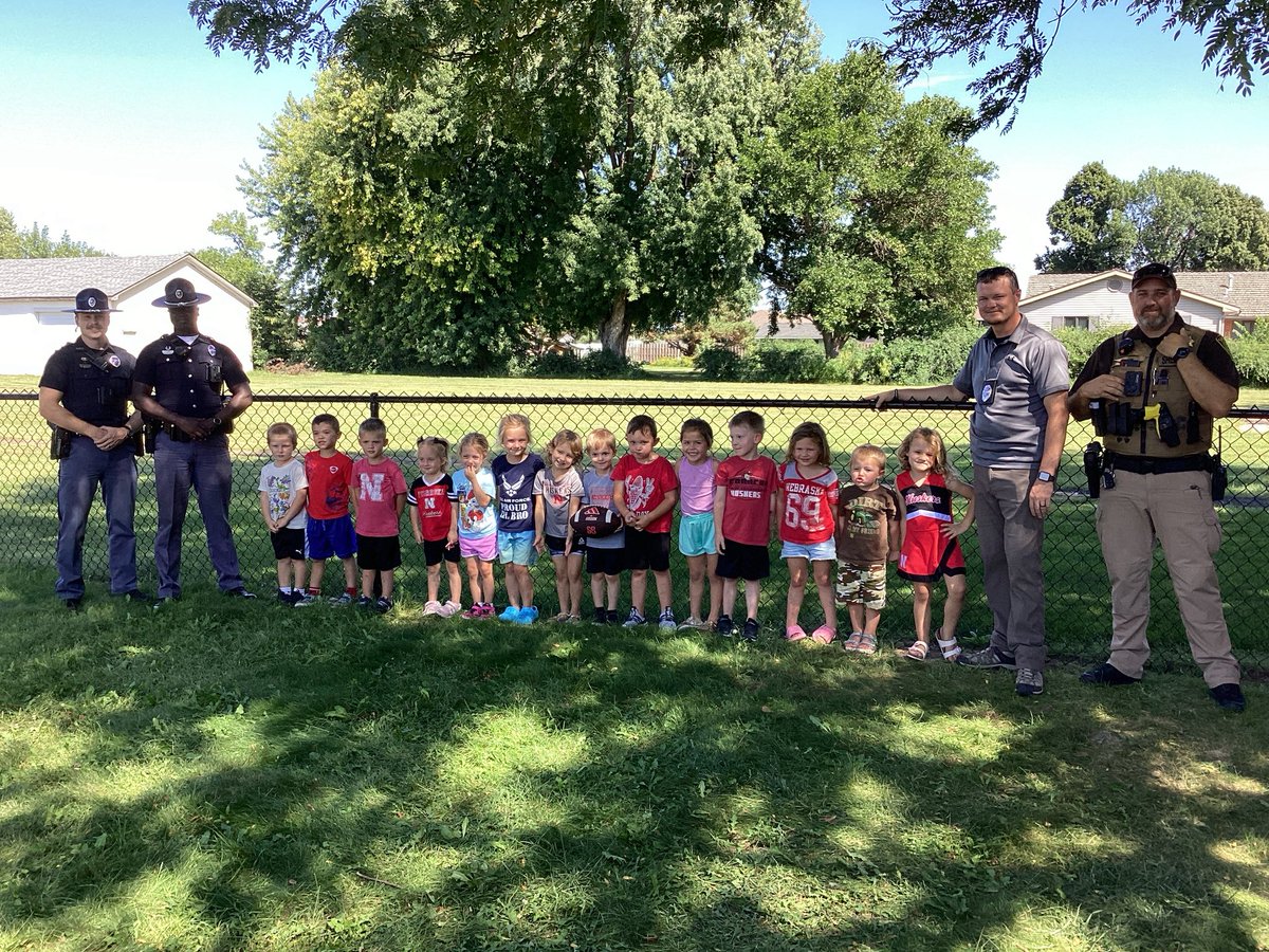 NSP_Recruiter's tweet photo. The Husker #GameBallRelay keeps moving! Troopers Sauser and Ayaj checked in from Burwell with the football team and the Calamus Preschool, before moving the ball on to Albion. 

The ball is on the road to Lincoln for Saturday’s Husker season opener. Drive safe to the game! https://t.co/XAZtXMBNaR
