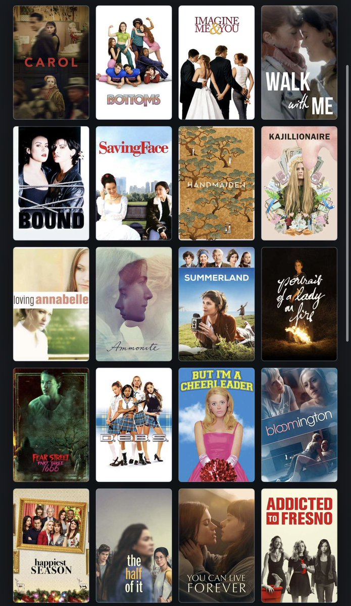 secretmcka's tweet photo. does anyone have any happy WLW movies that i haven't seen yet? these are all the wlw films ive watched so far 🙏 please i need some very badly https://t.co/K1rE77AnJO