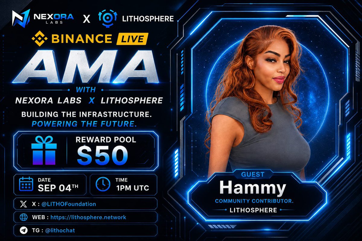 Nexoravertex's tweet photo. 🔥Big News for the Crypto Community!🔥

We’re excited to announce our upcoming Binance Live AMA with @LITHOFoundation
Venue:- https://t.co/0fAA7V1ZTv

🗓 Date:04th September  
⏰ Time:1PM UTC
🎁 $50Awaits!

1️⃣Follow @LITHOFoundation &amp; @Nexoravertex 
2️⃣ Like &amp; Retweet and Comment https://t.co/jViqzwcuG2