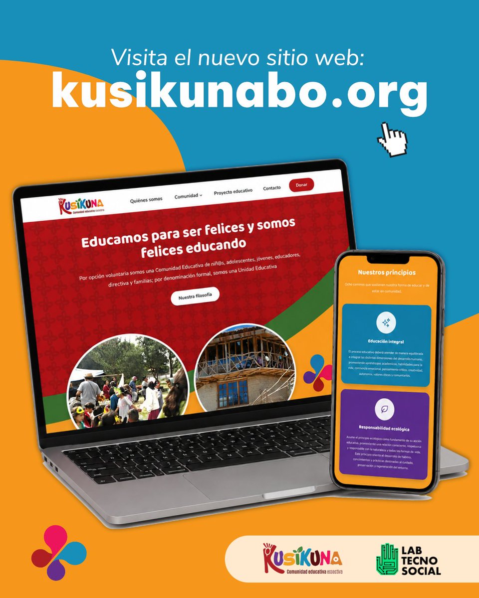 LabTecnoSocial's tweet photo. 🌱 Tecnología al servicio de la comunidad

Trabajamos junto a la Comunidad Educativa Ecoactiva Kusikuna para desarrollar su nuevo sitio web institucional: una plataforma que refleja su identidad, filosofía y proyectos educativos.

👉 Conócelo aquí: https://t.co/OSApEAVbnM https://t.co/uBDVQyBISS
