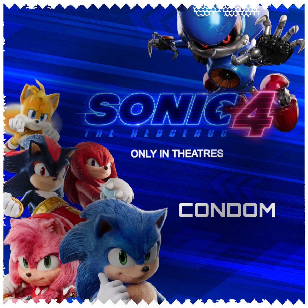 Discussinfilm2's tweet photo. First look at the 'SONIC THE HEDGEHOG 4' Condom.

In theaters March 19, 2027. https://t.co/eKxBXFgC0y