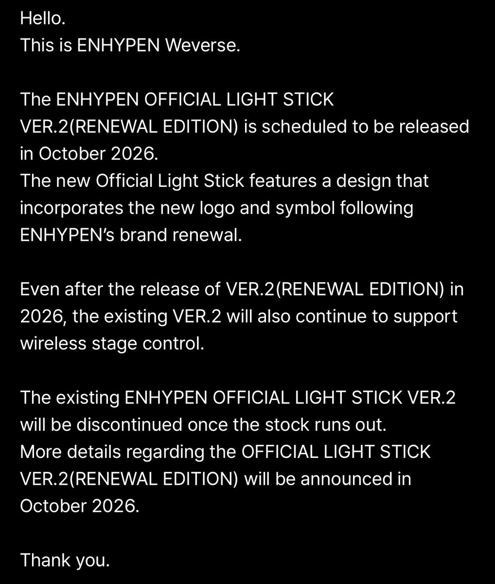 enhapopbase_'s tweet photo. A new version of ENHYPEN’s lightstick Ver.2 will be released in October. https://t.co/jRA6p8LLv1