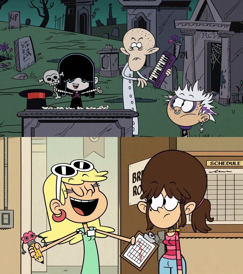 Trijosh1's tweet photo. Happy 7th Anniversary to "A Grave Mistake" &amp; "Leader of the Rack"! Lucy and Leni get promoted, but things went incredibly wrong when they're in charge.
#TheLoudHouse #TheLoudHouse10 #YearOfLoud #AGraveMistake #LeaderOfTheRack #LucyLoud #LeniLoud #7yearsago #7thanniversary https://t.co/bAeKS2q1UB