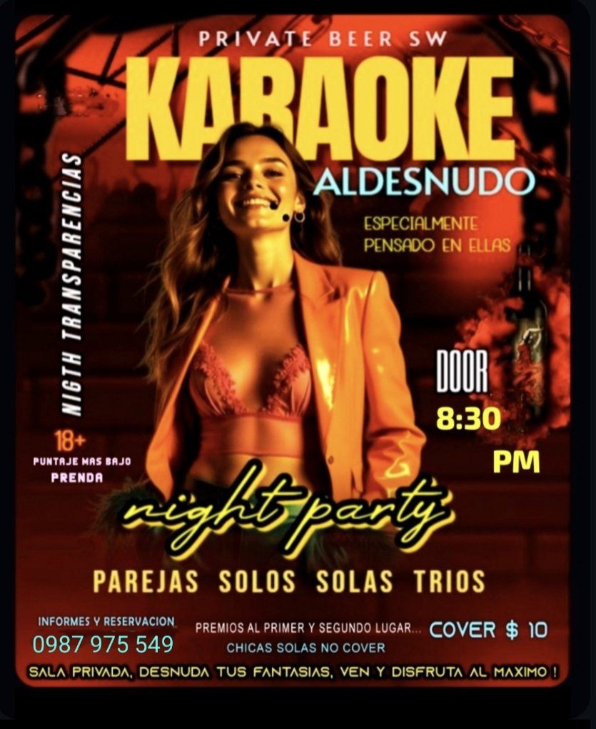 privatebeersw69's tweet photo. Este Viernes en PRIVATE Beer Sw🍺🍻🍺 Premios al 1ero y 2do lugar 💯 ☑️ Norte de Quito Reservaciones 0987 975 549
#barswinger
#vierneshot
#karaoke
#premios https://t.co/qUJCibzD25