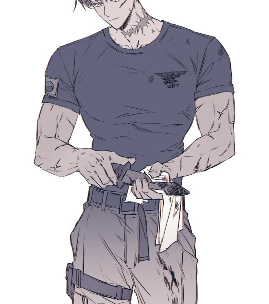 WorldsEndKing's tweet photo. "Hello, again, friend of a friend. I knew you well..."

Sighing. Wiping the blood from his weapons with... less than success. Humming to himself. https://t.co/vspfwlOfRQ