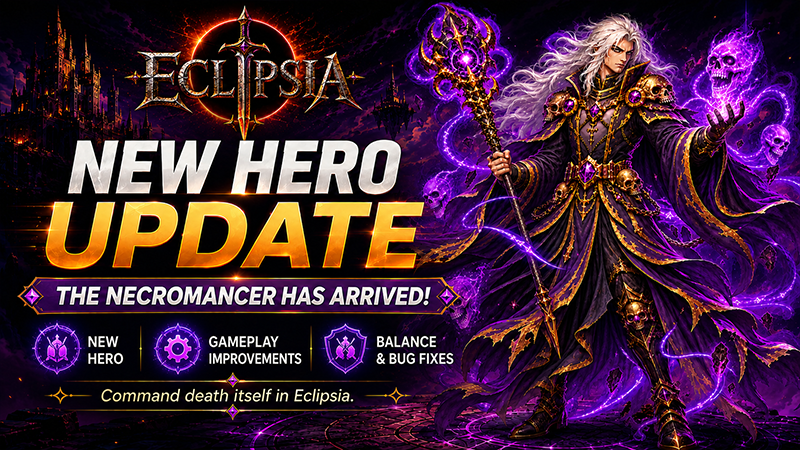 EclipsiaAFK's tweet photo. Major Eclipsia Update is LIVE! 🔥

The Necromancer has arrived alongside:
⚔️ Better Nightmare rewards
🧬 Hero Fusion fixes
💤 AFK improvements
🎁 Chest &amp; Boss fixes
⚙️ Stability &amp; performance improvements
Test it now and send us your feedback! ❤️
#Eclipsia #IndieGame #RPG #Steam https://t.co/a5Mbimqj4L