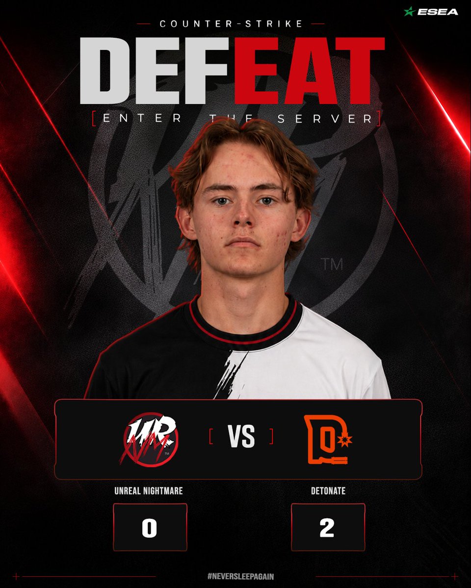 UrNmGaming's tweet photo. 𝐃𝐎𝐖𝐍 𝐁𝐔𝐓 𝐍𝐎𝐓 𝐎𝐔𝐓.

Well played @ggDetonate. We drop the series 0-2 and head to the lower bracket

@ESEA | #NeverSleepAgain https://t.co/IsWh14y0ID