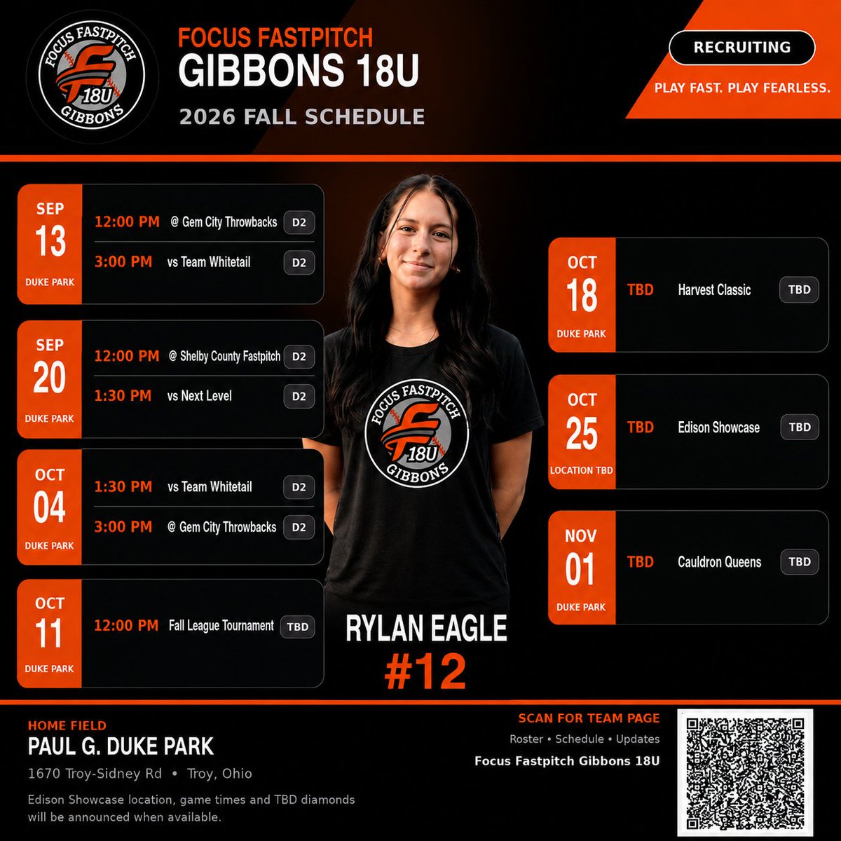 rylan_eagle's tweet photo. 🖤🧡Updated fall schedule🧡🖤 Excited to start this fall 🥎 season with @EmalynJ2027!  
Also looking forward to upcoming prospect camps @DloweOilerkid, @AnnikaGels, @CoachDWittSB @DubC_CoachMeg I'm coming to see you all this month! https://t.co/P2HvxwBayg