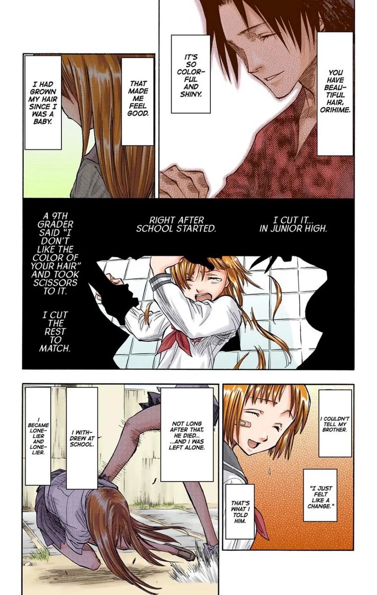 SaintPunkV2's tweet photo. Sora was SO good to her, and raised her so incredibly well, he always made sure she had a reason to smile. He’s a huge reason Orihime is a sweetheart now. 

The Inoue siblings are so special to me😭😭 https://t.co/BQELzHa0Oc