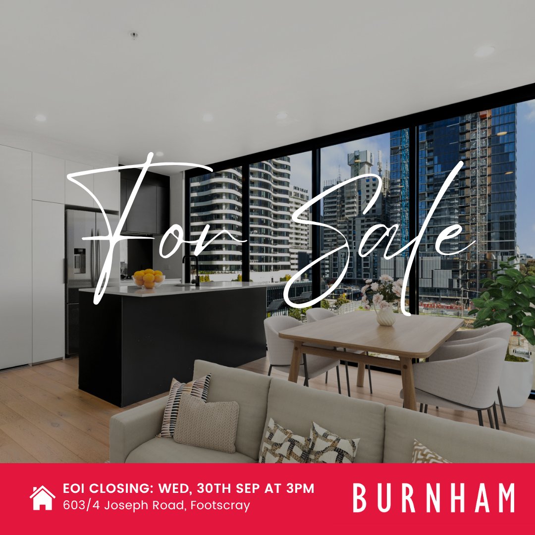 BurnhamRE's tweet photo. ⭐Smart Investment, Stylish First Home, Strong Rental Appeal
📍603/4 Joseph Road, Footscray
🔔Expression of Interest Closing: Wednesday, 30th September at 3.00pm

More info: https://t.co/TPrJZSdO6n

**Open Homes - Saturday 5 September at 11:30am**

#Footscray #burnhamrealestate https://t.co/h5wQRdFuYm