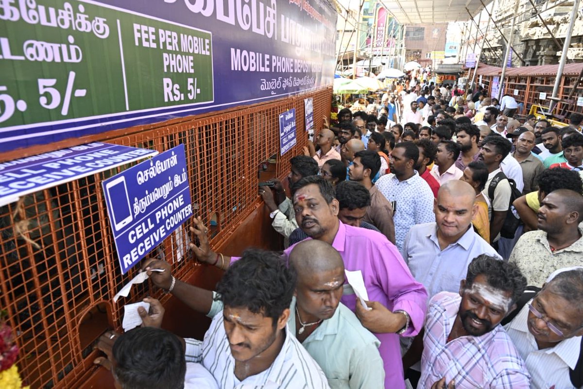 major_madhan's tweet photo. Banning of mobile phones in temples is 
1. One more layer of harassment for the devotees ( long Qs)
2. how will you enforce it when lakhs of ppl come during auspicious festival days ? 
3. For Hindus from other states & nations it’s a life time memory to have that one pic in the temple
4. This will discourage younger gen from visiting temples 
5. Selective application of such rules on one religion is being  seen unfair!
@TVKVijayHQ revoke this decision pl