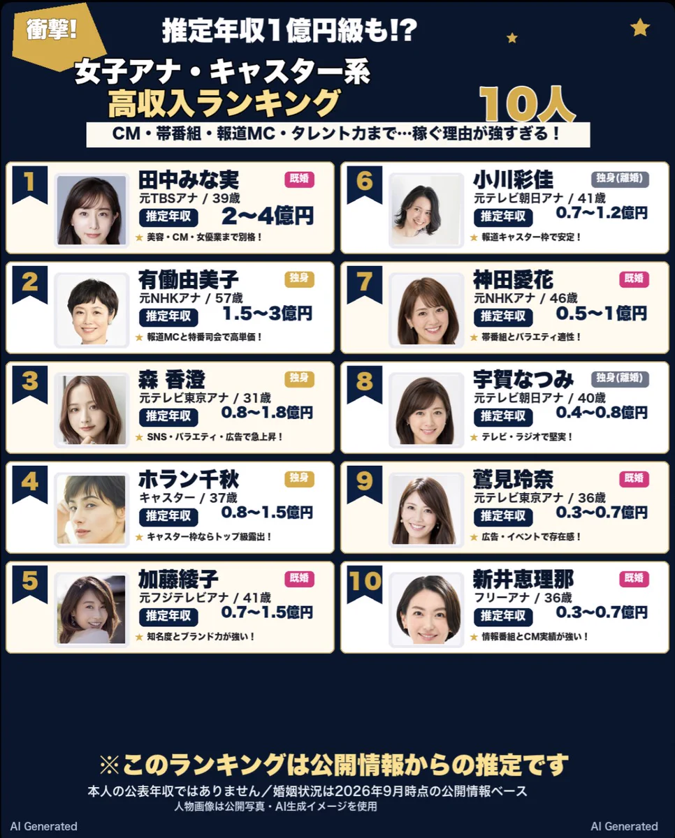 小川 彩佳 年収