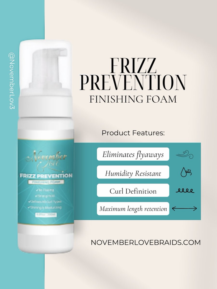 HilceF's tweet photo. Crochet maintenance just got easier. Our soft-hold Frizz Prevention Finishing Foam defines natural curls and crochet styles for a smooth, flawless finish. https://t.co/KjcxZkbUJQ