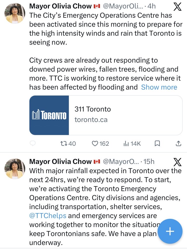 g_meslin's tweet photo. On the one hand, you have a mayor who has been working to prepare for and respond to a severe weather situation since the early morning.

On the other hand, you have an opponent’s advisors and supporters trying to make political hay of that storm and the preparatory actions. https://t.co/zaxeaVsYNx