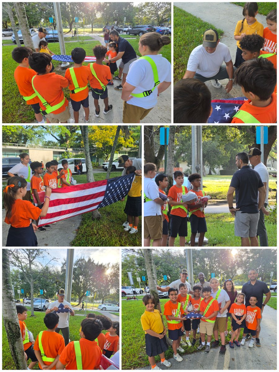 westlabschool's tweet photo. Honoring the flag &amp; those who serve. Our West Lab dads, &amp; military veterans, joined our Safety Patrols to teach them how to properly fold the American flag &amp; shared the meaning behind this cherished symbol. They received a special lesson in respect, tradition &amp; patriotism 🇺🇸 https://t.co/2B4e9fu922