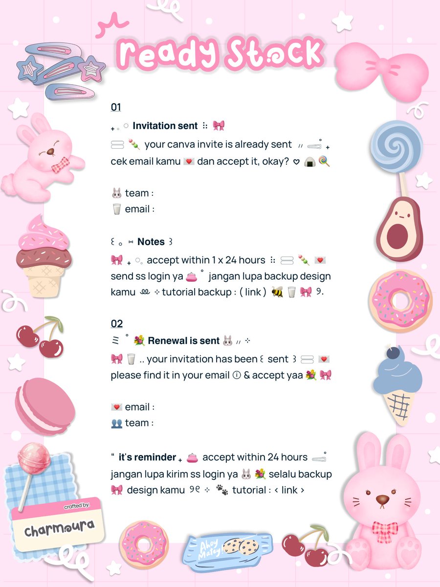 charmouraa's tweet photo. ㅤ
ㅤ៸៸   🎀   help  repost?  Sankyu   —   ”

ㅤ👛  ⋮   kOnichiwaA，minAsann  Ი .. Ი
ㅤ ⠷ 𓄲   ready stock  🚚  💌  cek ALT
ㅤ꒰  wording  ꒱  for renewal  𓈄᳸  🐈 🐰
ㅤⓘ  bisa jemput  by DM  atau WA   💭
     #zonauang
ㅤ https://t.co/jOn7Jbqgie