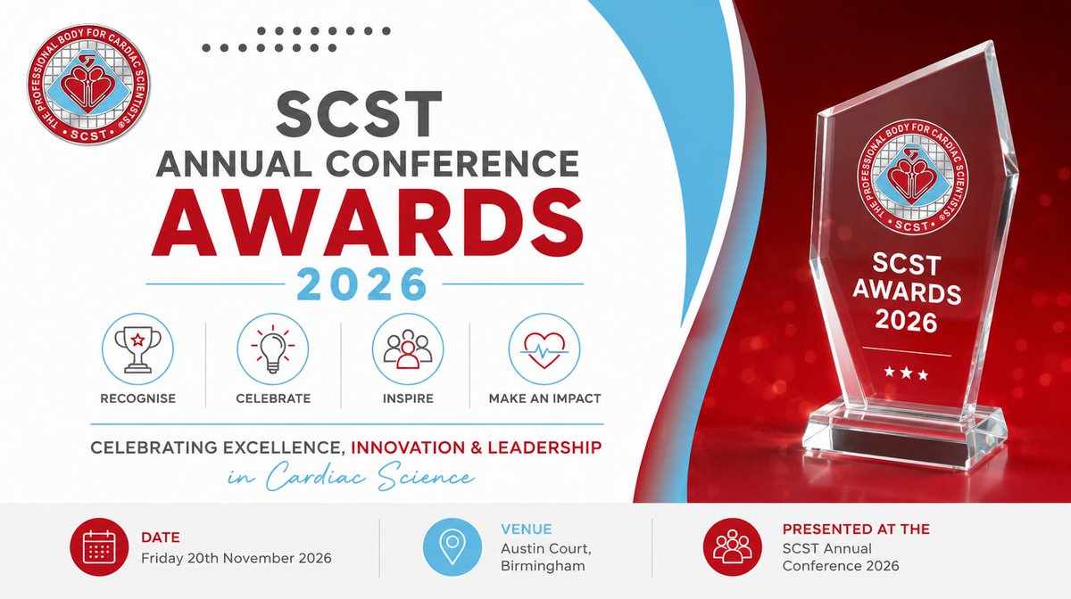 SCSTcouncil's tweet photo. 🏆 Who deserves an #SCSTAward?

The colleague who goes above &amp; beyond. The rising star. The inspiring educator. The innovator. The person making a real difference to cardiac science.

Don’t assume someone else will nominate them.

🗓️ Closes 20 Sept
👉 https://t.co/8rBOgksALj https://t.co/UoHgcpREDz