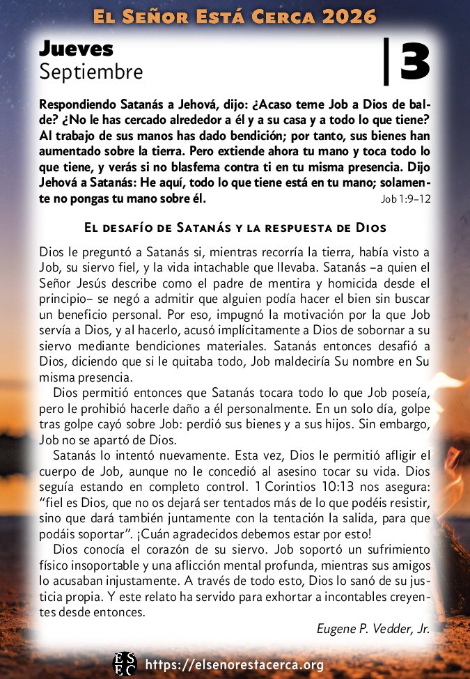 senorestacerca's tweet photo. Medita en la respuesta de Dios al desafío de Satanás sobre la fidelidad de Job.

“El desafío de Satanás y la respuesta de Dios” by Eugene P. Vedder, Jr. https://t.co/fjhgQYvJa5
