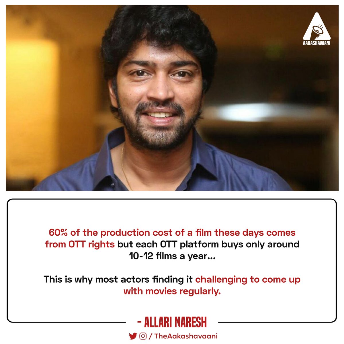 TheAakashavaani's tweet photo. OTT Rights - 60% of a movie budget https://t.co/AFOKCn7pyF