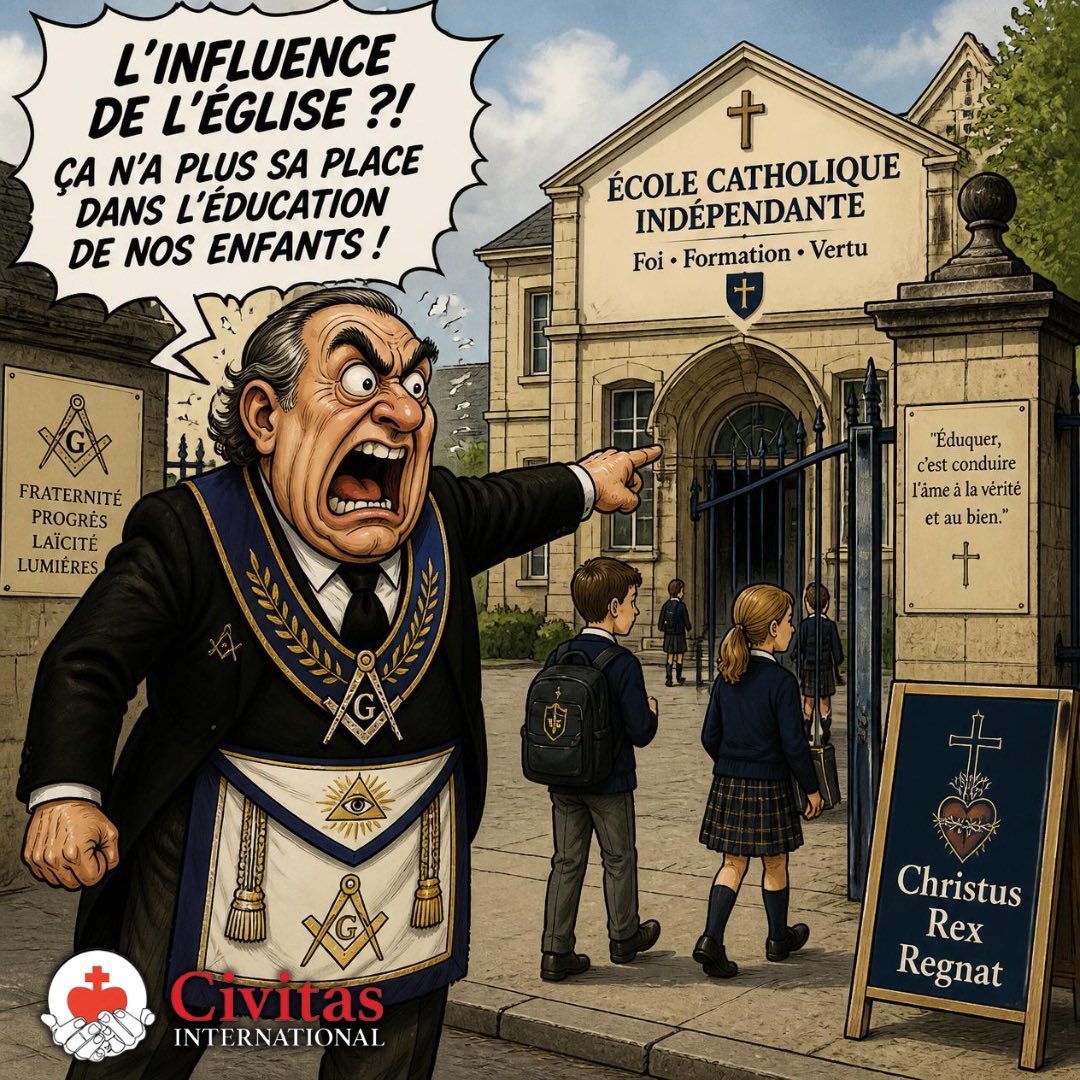 Civitas_'s tweet photo. ⚠️ 🛑 Ne les laissons pas toucher aux écoles catholiques. Exigeons la séparation du #GrandOrientDeFrance et de l’État !

#Laïcité #FrancMaçonnerie #Ecole #Catholique https://t.co/bU7vRfjp02