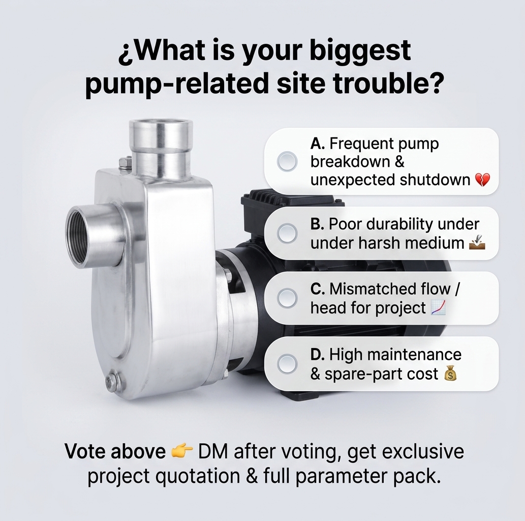 Larissapumps's tweet photo. Poll: What troubles you most for site‑use pumps?
A. Frequent breakdown
B. Bad durability
C. Wrong flow‑head selection
D. High maintenance cost

DM after vote for pump quotation.
#industrialpump #waterpump #pumpmanufacturer #engineeringequipment https://t.co/G5AO9Xw9pa