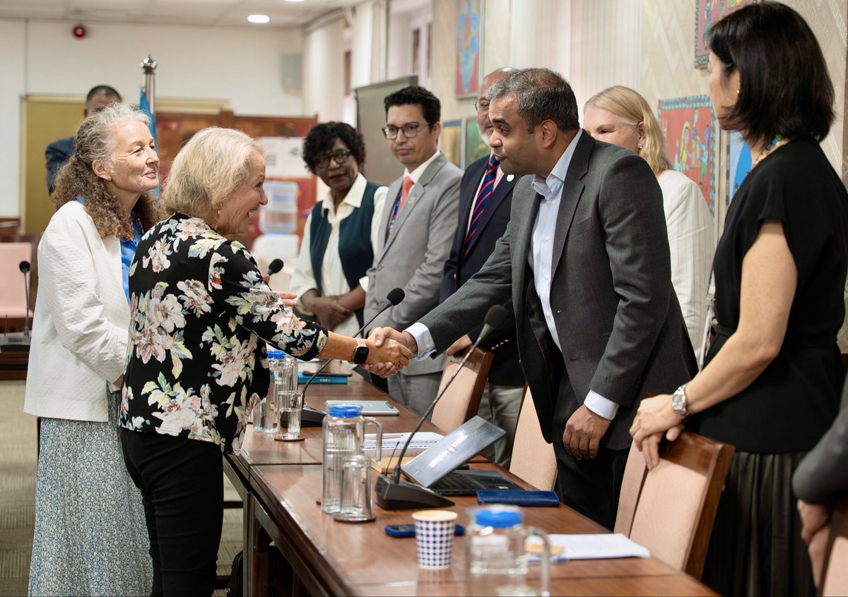 UKinNepal's tweet photo. Strong partnerships matter in times of crisis. Baroness Winterton met the @UN_Nepal Resident Coordinator &amp; UN agencies supporting 🇳🇵flood response. 
🇬🇧 is working through trusted UN partners to help people affected by the disaster, with up to £3 million of our £5 million support. https://t.co/2h9xxFzSQy