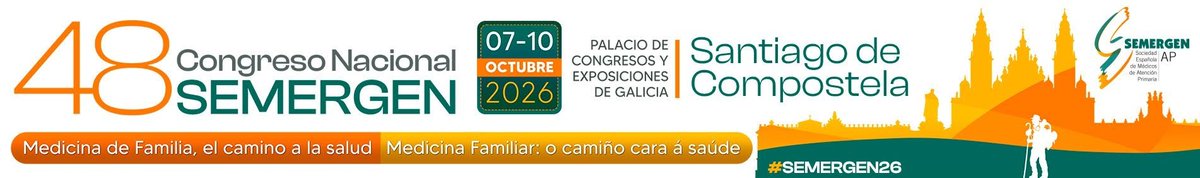 EnfiNet's tweet photo. El 48º Congreso Nacional de SEMERGEN se celebrará en la ciudad de Santiago de Compostela, del 7 al 10 de octubre de 2026, en el Palacio de Congresos y Exposiciones de Galicia.
https://t.co/gpCEqH1rl8 https://t.co/eLoVEGuV1j