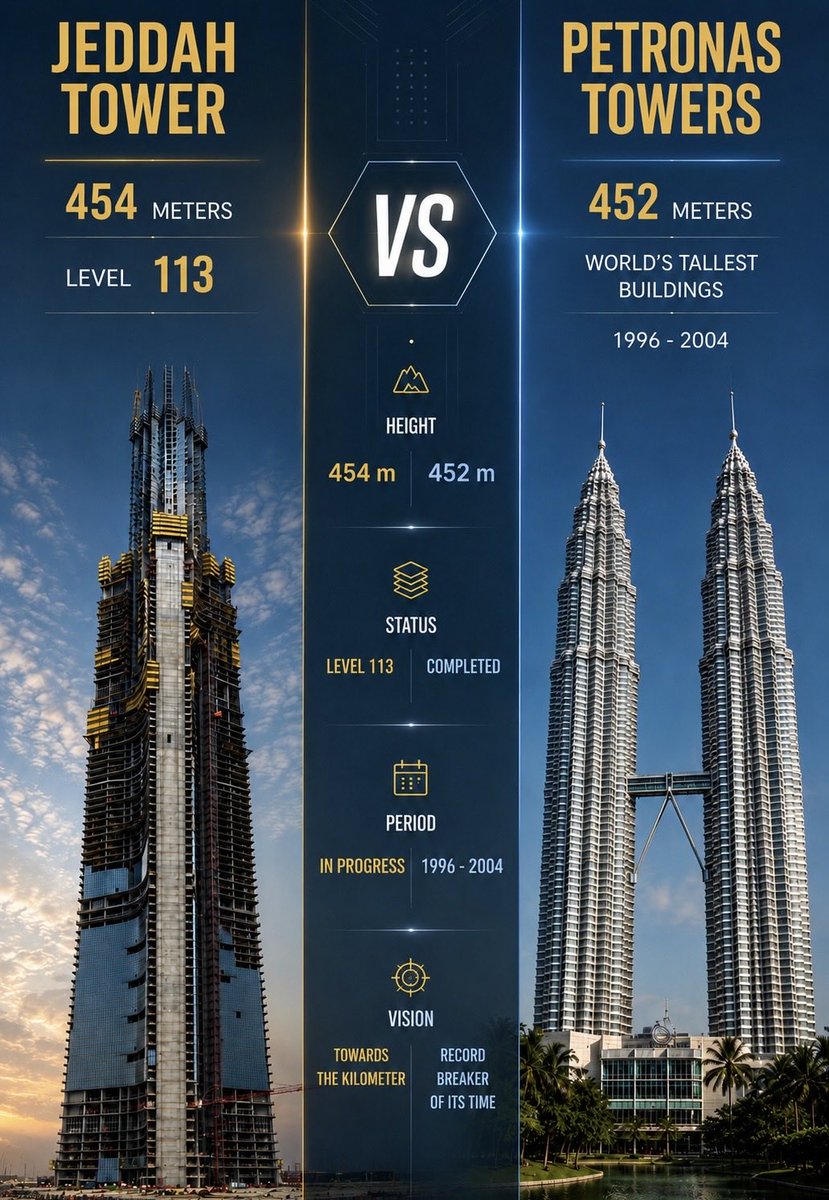 JEDTOWER's tweet photo. 🚨🇸🇦 من بتروناس إلى برج جدة… بعد 30 سنة!

مدير مشروع برج جدة Ian Norman Miller يحتفل بوصول البرج إلى الطابق 113 بارتفاع 454 متر 🔥

والقصة جميلة جدًا:
قبل 30 سنة، كان والده ضمن فريق بناء أبراج بتروناس في كوالالمبور عندما كانت الأطول في العالم…

واليوم، ابنه يقود مشروعًا تجاوز ارتفاع بتروناس ويواصل طريقه نحو الكيلومتر في جدة. 🏗️🇸🇦

حتى شركة الرافعات Favelle Favco حاضرة في القصتين بعد ثلاثة عقود.

جيل بنى أطول برج في زمانه… وجيل يبني أطول برج في التاريخ. 👀🔥

#برج_جدة #JeddahTower