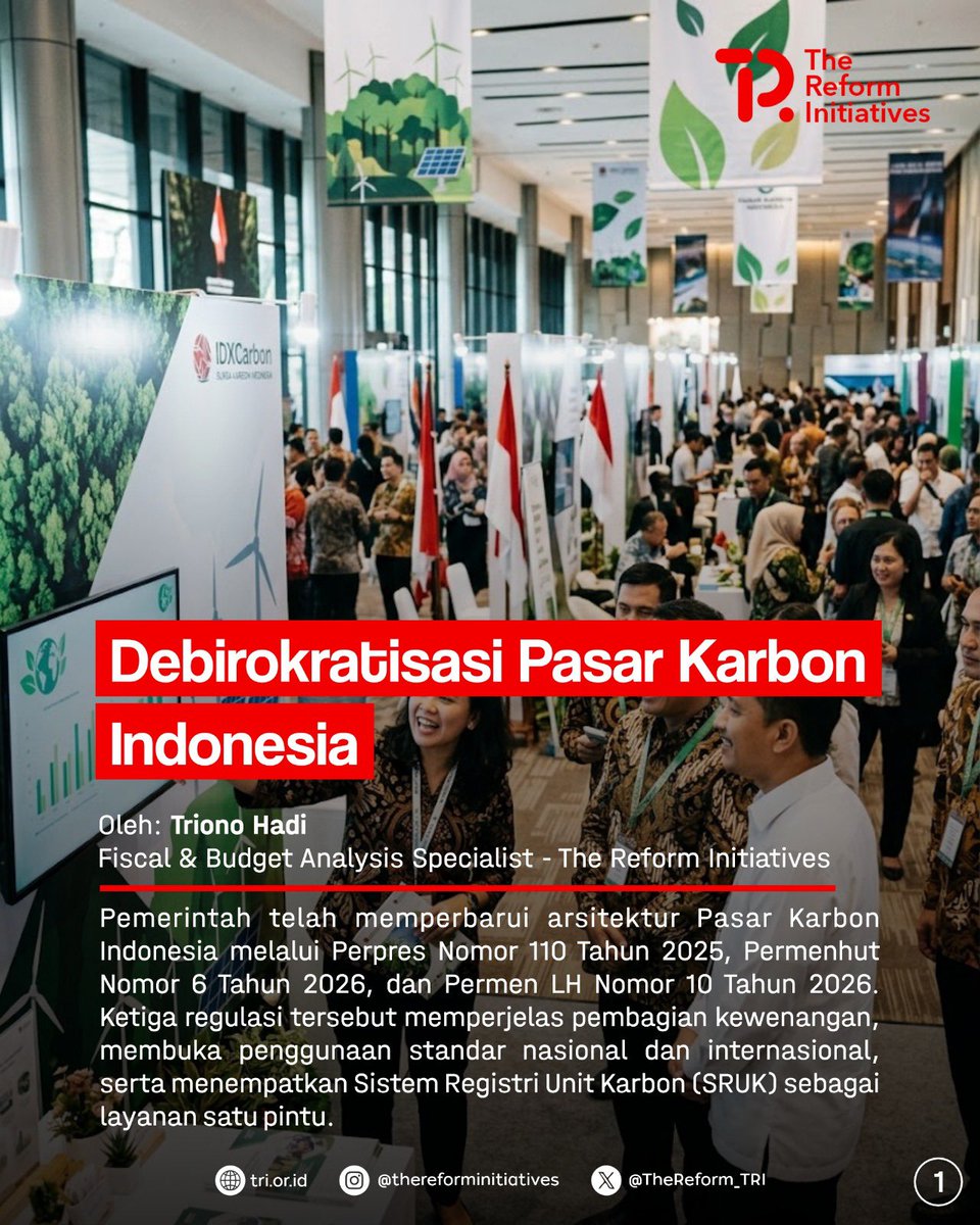 TheReform_TRI's tweet photo. Ketidakpastian regulasi seringkali menghambat pengembangan proyek dan transaksi karbon. Namun, kabar baiknya, Indonesia kini memiliki hampir seluruh perangkat dasar pasar karbon yang lebih jelas!
#CarbonMarket #CarbonCredits #ClimateAction #IndonesiaCarbon #SRUK https://t.co/LI96siqWjK