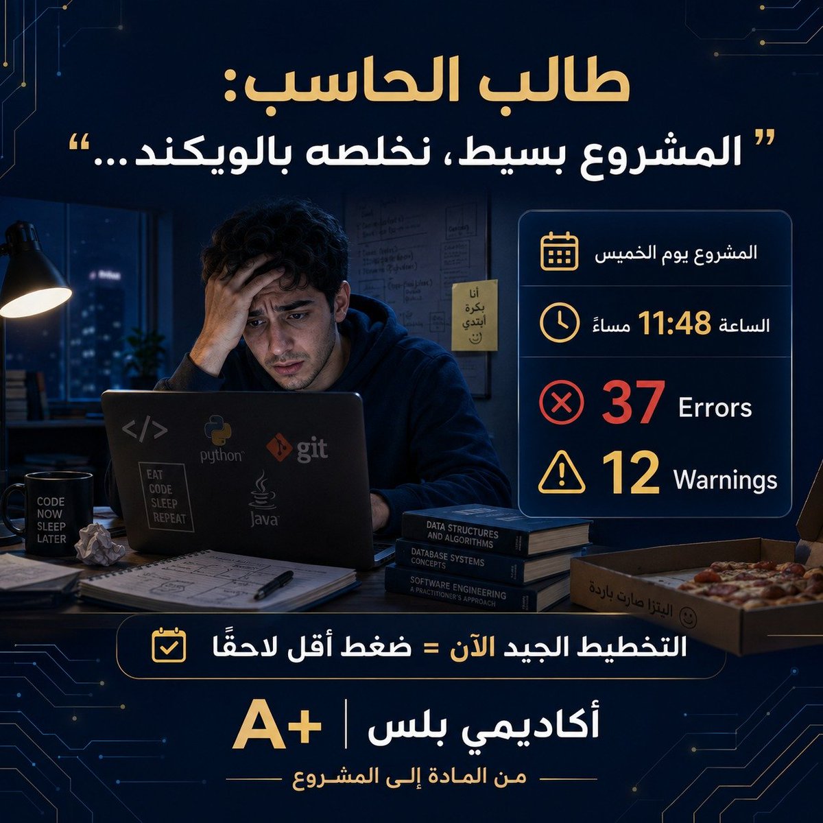 AcademicPlusA's tweet photo. الويكند كان خطة عبقرية
لو إن الكود يكتب نفسه والأخطاء تروح بالدعاء 😏
نحن نخلي المشروع يخلص قبل لا يخلص صبرك. https://t.co/fiKSVl9vEJ