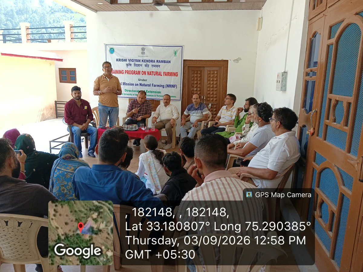 RambanKvk's tweet photo. Under NMNF, KVK-Ramban in collaboration with DoA &amp; FW, Ramban conducted a training programme on Natural Farming for farmers of Savani cluster in block Ramban of District Ramban. The training was attended by farmers, farm women, Krishi Sakhis and officials of ag. department. https://t.co/rNQMeaFFIZ