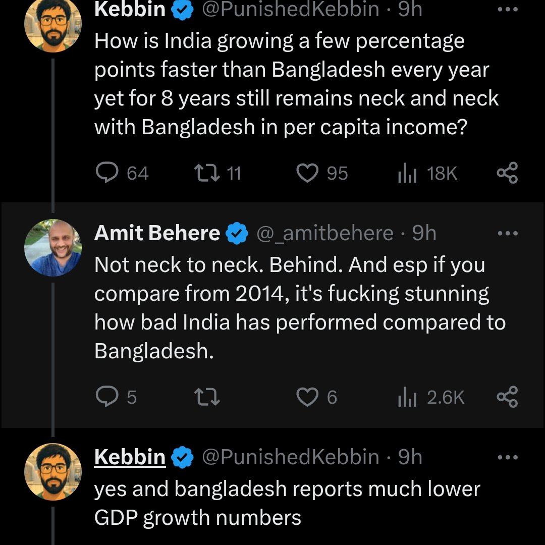 5623_vikram's tweet photo. Bangladesh has no service economy, no mining industry. Exports are declining, agri production is stagnant, electricity generation is falling, and remittances are dropping. Still, Indian lelis think that figures in Bangladesh are underreported, while in India where all these metrics are booming the figures are being exaggerated