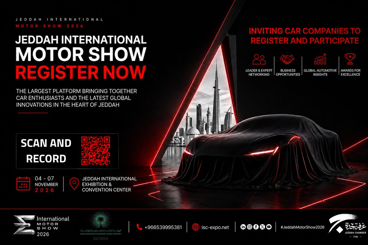 imsjexpo's tweet photo. Don't miss the ultimate automotive event in the heart of Jeddah!🚗💨

Register now to participate in the #JeddahMotorShow2026 https://t.co/tskbkDhPG6
