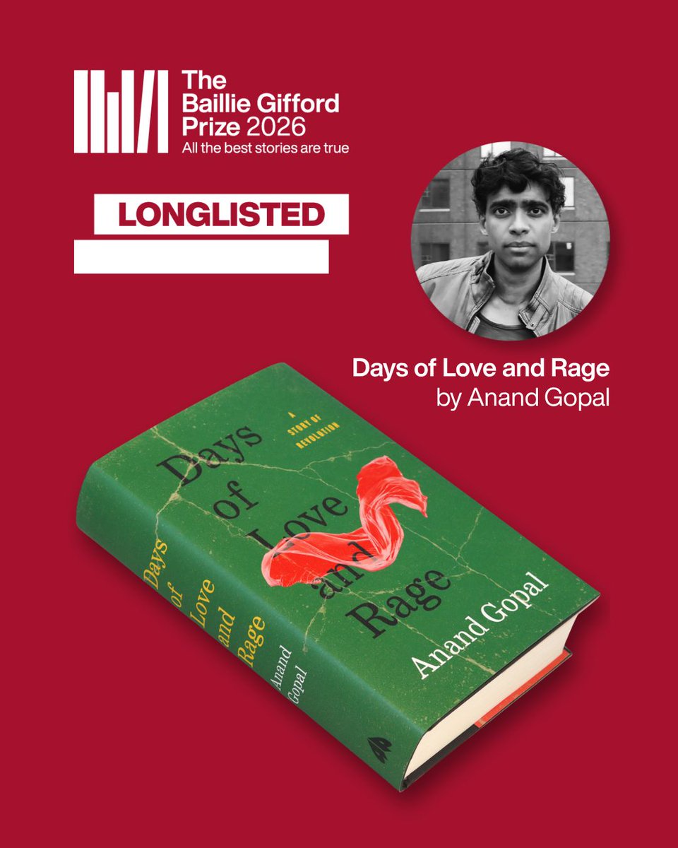 PlutoPress's tweet photo. Anand Gopal's Days of Love and Rage has been longlisted for the Baillie Gifford Prize ⭐️ https://t.co/OYMu62TjWf