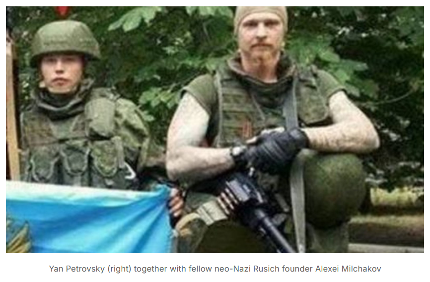 KetilJ's tweet photo. @SuomiFella Yan Igorevich Petrovsky (Voislav Torden) is a Russian neo-Nazi, militant and convicted war criminal, known for being a leader of the far-right Rusich Group paramilitary unit.

Funny how these Nazis are all Putin's boys. https://t.co/GiPZh5ScGh