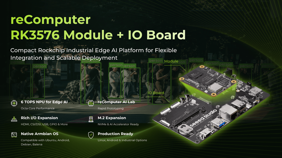 seeedstudio's tweet photo. π₯π₯NEW Launch: reComputer RK3576 Dev Kit/Module/IO Board is Officially HERE!!!!
Level up your edge AI development with Rockchip #RK3576 today! π
π§©π§©Dev Kit / Module / IO Board: https://t.co/xQVIT62cbw
Powered by #Rockchip #RK3576 octa-core #CPU + 6 TOPS #NPU, this series delivers reliable, low-latency on-device AI inference without cloud dependency, fully empowering industrial edge intelligence, smart vision, local #LLM/#VLM, and offline speech AI applications. π»π€
β
Powerful Edge AI Performance
-YOLO11 at 77.9FPS (640Γ640)
-DeepSeek/Qwen/Whisper
-8K video decoding and 4K@60fps encoding
-Optional #RK1820 AI accelerator for 20 TOPS
β
One-Click AI Deployment via #reComputerAILab
80+ Models(CV, LLM, VLM, Sound)
100+ Tutorials
10+ Community Projects
β
Industrial-Grade Reliability & Compatibility
Wide-temperature operation
stable Embedded Linux & Android 14+ ecosystem,
PoE PD single-cable power & data transmission
Explore Our New reComputer RK3576 Series Line up
π§© Module: https://t.co/O8jg7JSPzK
π IO Board: https://t.co/R96Ai3mlgW
π οΈ Dev Kit: https://t.co/xQVIT62cbw
#SeeedStudio #reComputerRK #Rockchip #reComputer #RK3576 #RK1820 #VisionAI #EdgeAI #AIoT #ComputerVision #reComputerAILab #AIDeployment #TheEasierPowerfulAIComputer #TheAIHardwarePartner