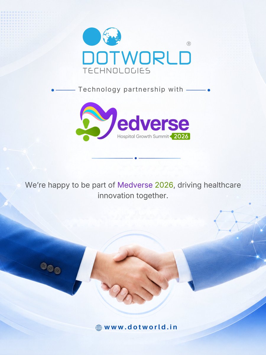 DotworldIndia's tweet photo. Happy to be part of Medverse 2026 – Hospital Growth Summit as a technology partner.

Looking forward to driving healthcare innovation together.

#DotworldTechnologies #Medverse2026 #HealthcareInnovation #HealthTech #TechnologyPartner https://t.co/tZjRrjzf47